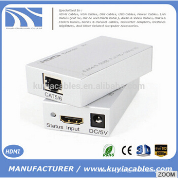 HDMI Extender 1080P &amp; 3D sobre único cabo de Ethernet Cat 5e / 6 até 196 pés 60M